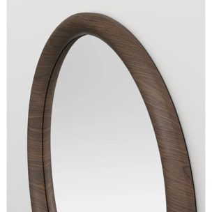 Miroir rond en placage noyer, D100 cm - Yoko