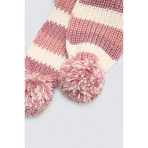 Sciarpa lavorata a maglia con pompon a righe