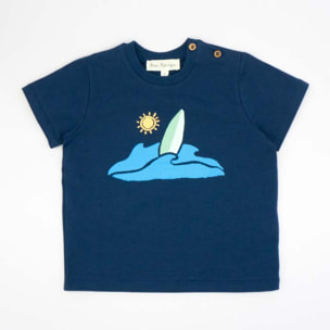 CAMISETA AZUL MARINO CON ESTAMPADO DE SURF