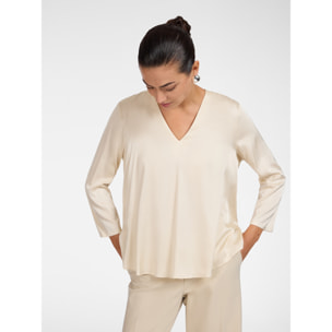 Elena Mirò - Blusa in raso di viscosa stretch - Beige