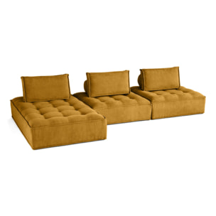 Marisol - canapé d'angle modulable 4 places - velours texturé - Jaune
