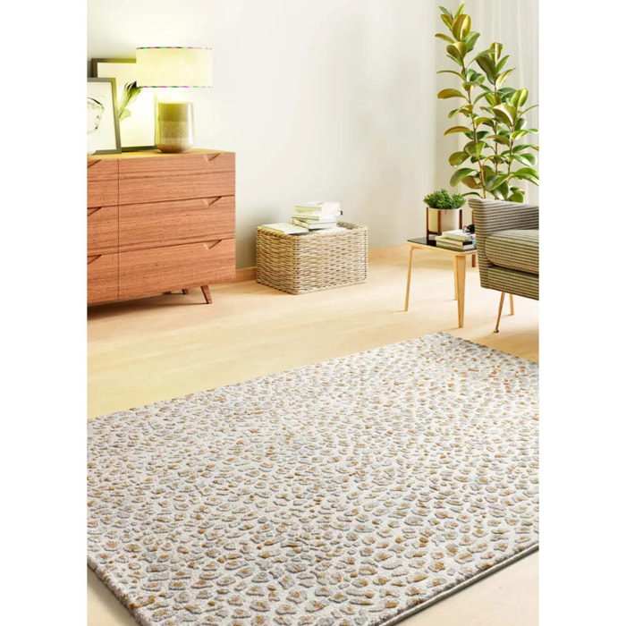 AMARA Alfombra moderna con relieve plata, varias medidas disponibles.