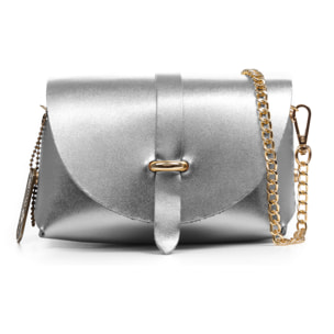 Aurora Borsa a tracolla Donna. Pelle autentica Camoscio laccato lucido.