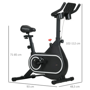 Vélo d'appartement réglable - vélo biking cardio - volant d'inertie 4 Kg, écran LCD, support Ipad, porte-gobelet - acier noir