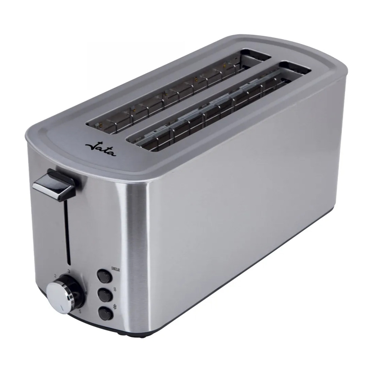 Tostadora JATA TT1046 con dos ranuras anchas. 5 niveles de tostado. También descongela