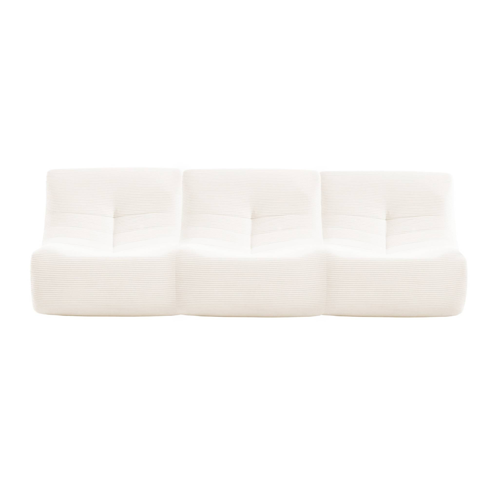 Chauffeuse velours côtelé 3 places crème L 91 x P 105 x H 72 cm - SOKOL