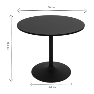 Table à manger design ronde noire D90 cm CALISTA