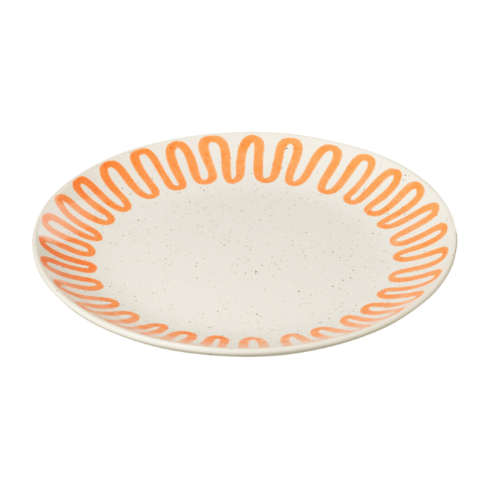 J-Line Assiette Courbe Porcelaine Orange Small