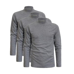 3 Maglie Lupetto Uomo Caldo Cotone Nottingham, Art. NOTLPUDI Grigio Melange