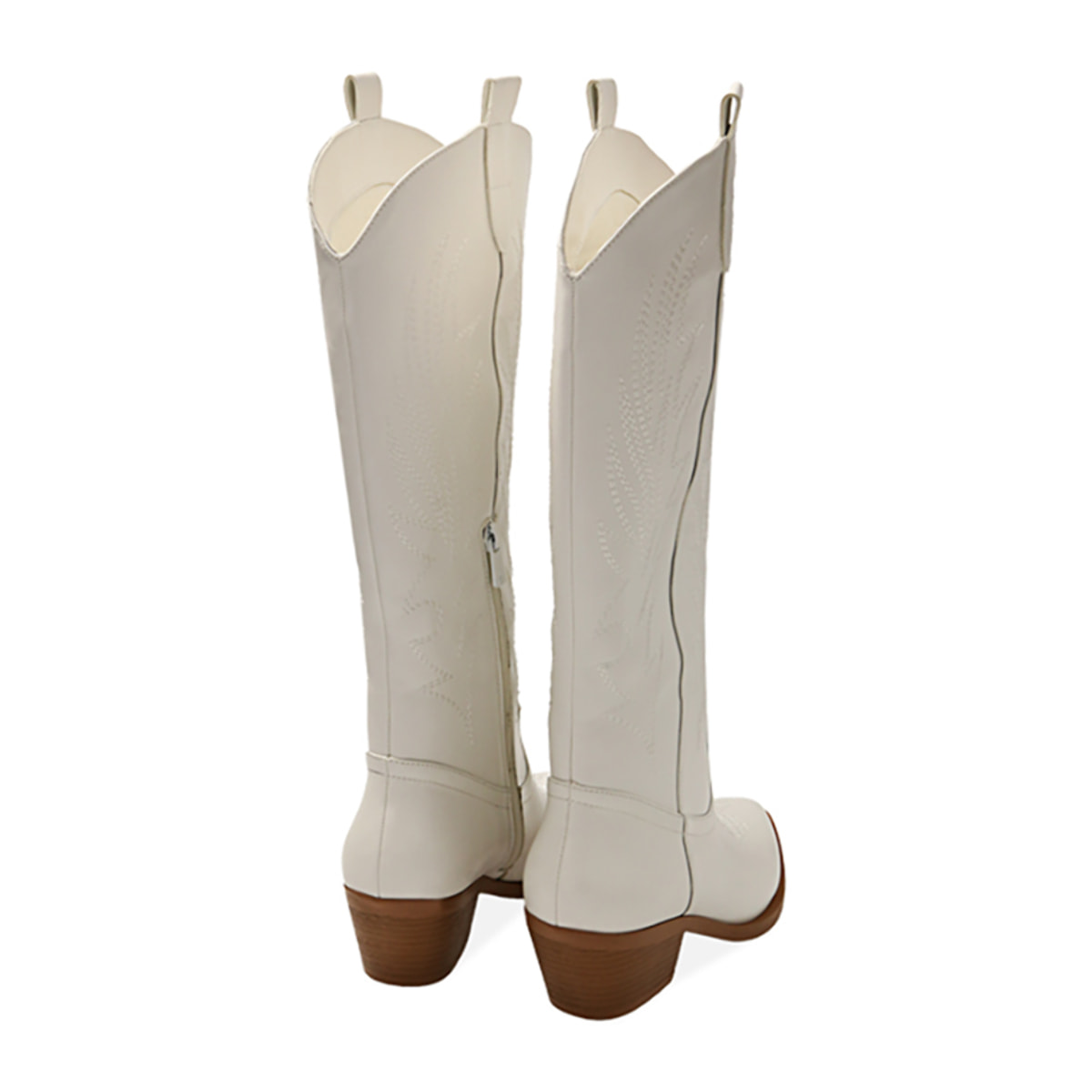 Botas tejanas blancas, tacón de 5,5 cm