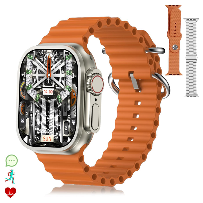 DAM Smartwatch Z87 Ultra triple pulsera. Funciones outdoor, llamadas BT, notificaciones push. Decenas de modos deportivos. 4,4x1,3x4,9 Cm. Color: Naranja