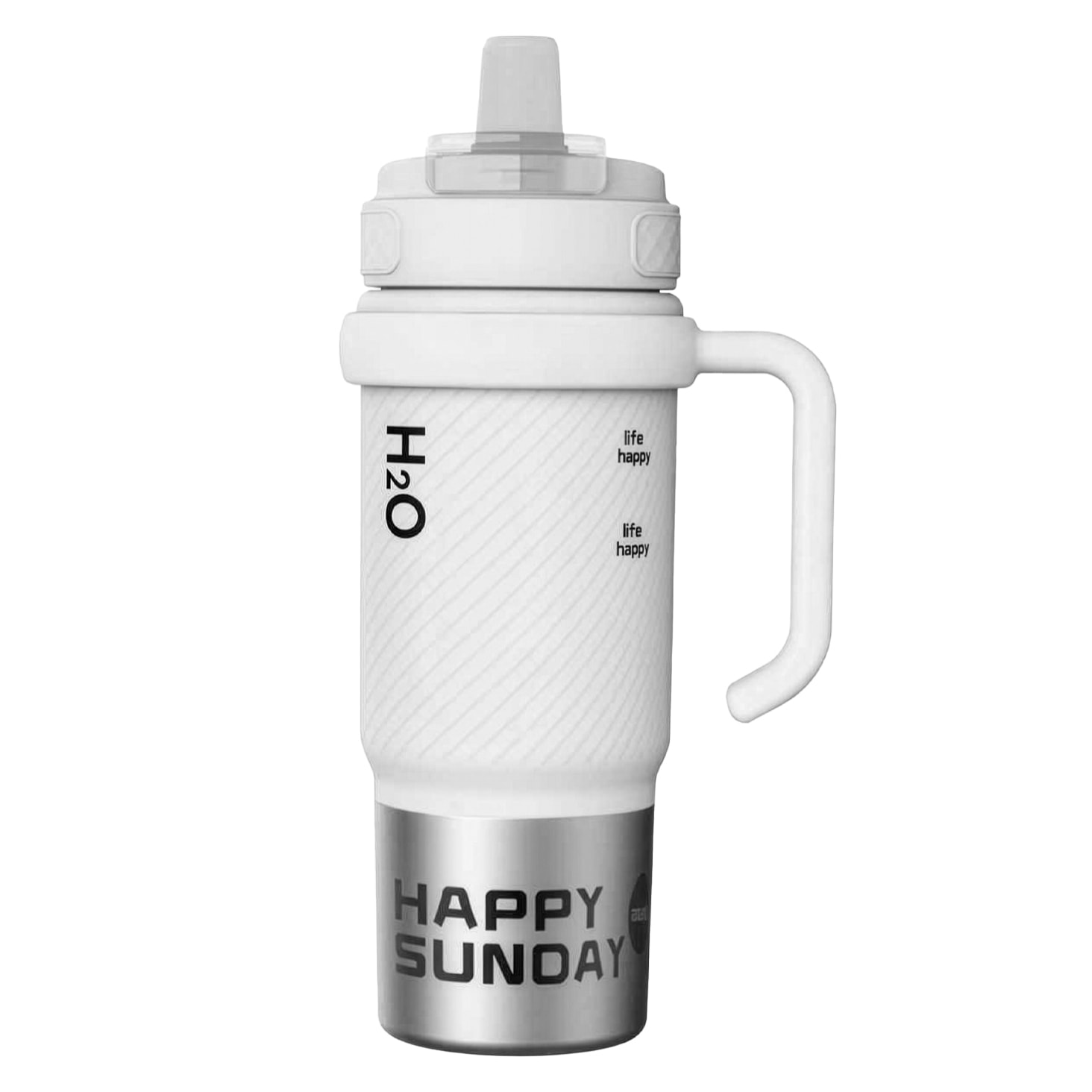 Termo MD-058 de 800 ml con sellado antifugas, filtro colador integrado y pajita incluida. Tapa con doble apertura, asa de transporte e interior de acero inoxidable.