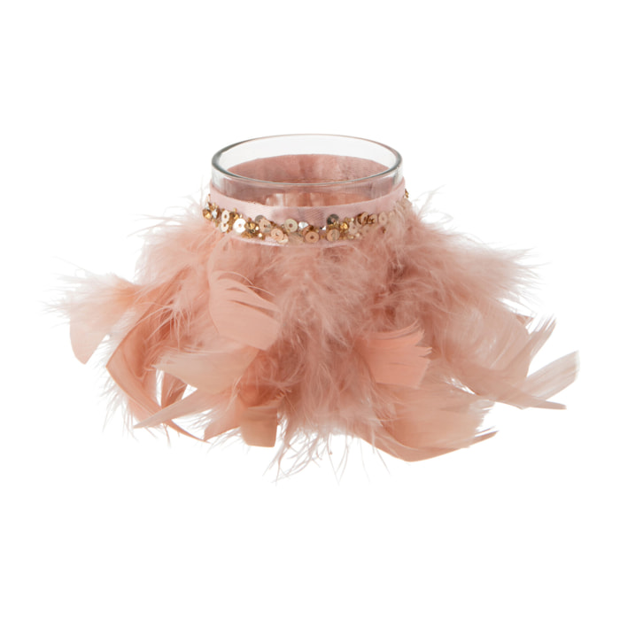 J-Line photophore Plumes - verre - rose clair - small - 3 pcs