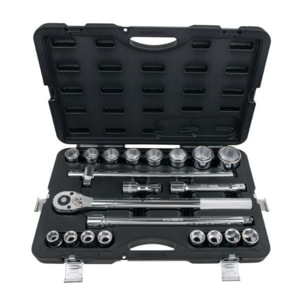 Coffret de douilles 6 pans métriques et accessoires 3/4'' KS TOOLS - 21 pièces - 911.0721