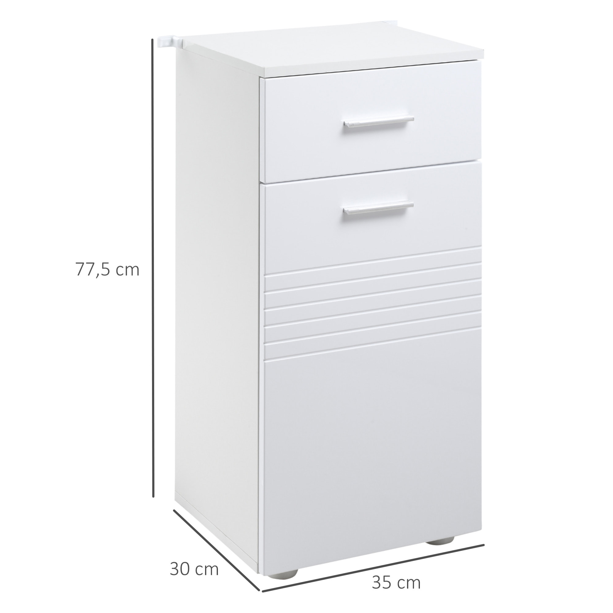 Armario Auxiliar de Baño Mueble de Baño de Suelo con Puerta Cajón y Estante Ajustable para Salón Dormitorio Aseo 35x30x77,5 cm Blanco