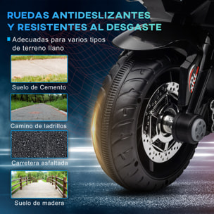 Moto Eléctrica Infantil con 3 Ruedas Trimoto para Niños de +3 Años con Batería 6V Recargable Funciones de Música Bocina Faros 86x42x52 cm Negro y Azul