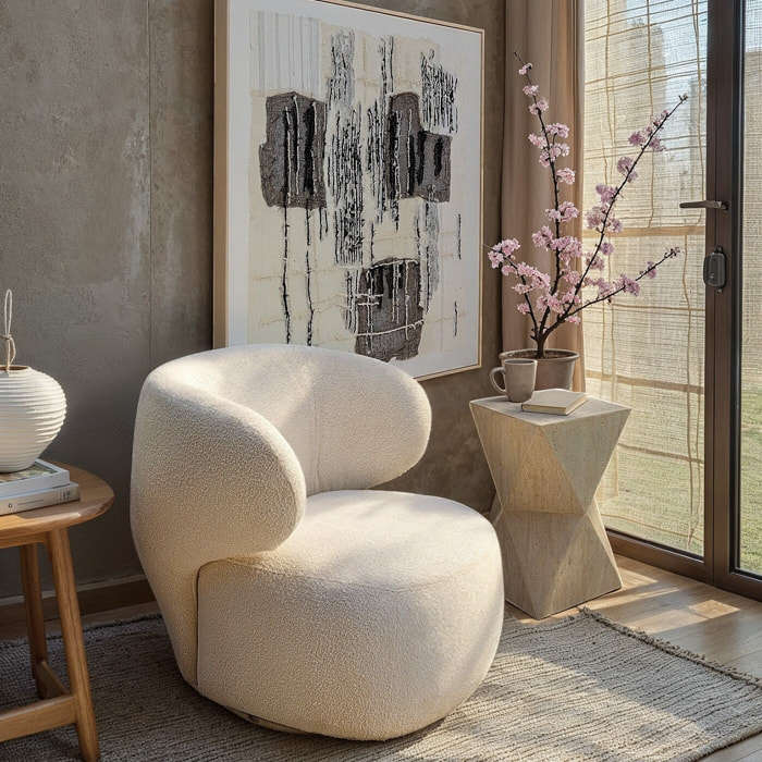 Fauteuil pivotant Elite crème Kare Design