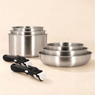 Batterie de cuisine 8 pièces en acier inoxydable - tous feux IRIS