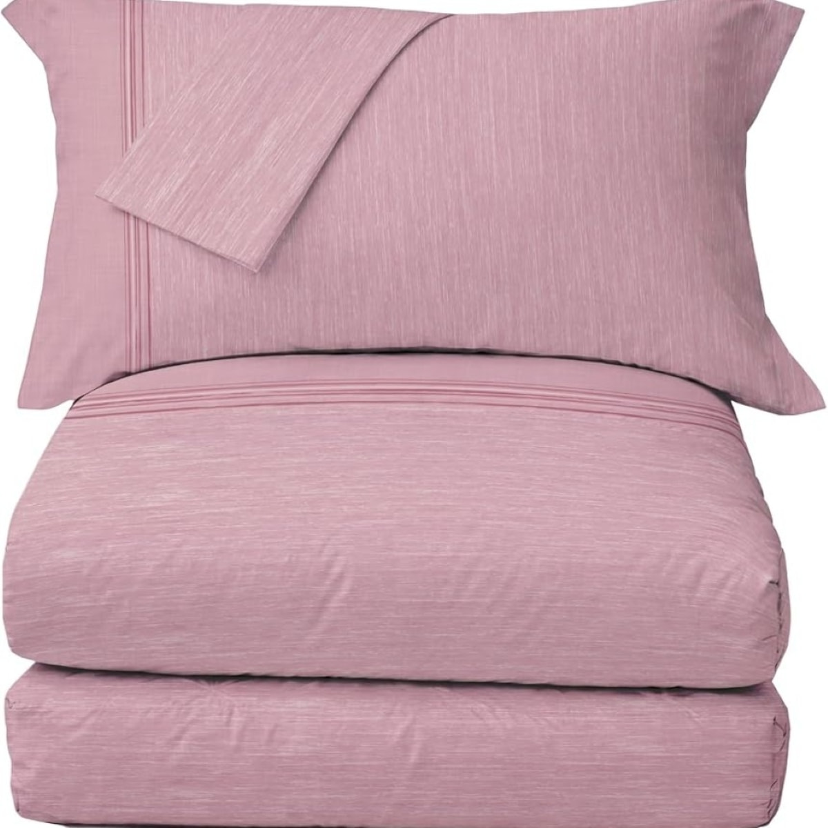 HERMET Parure Copripiumino Tinta Unita Melange 100% Cotone
