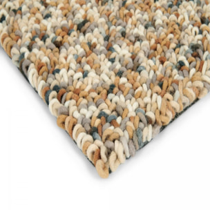 Tapis longs poils shaggy tissé en laine motif faux uni KABE