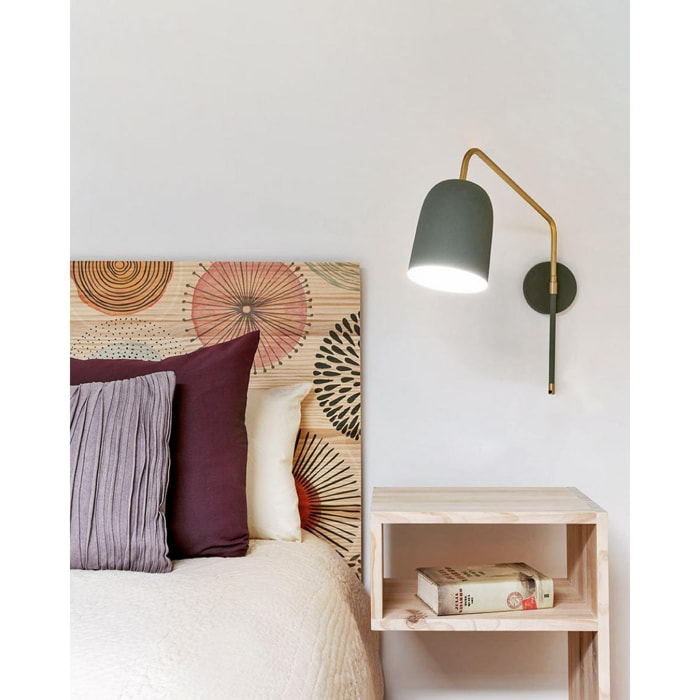 Tête de lit en bois massif imprimée d'un motif abstrait de cercles multicolores en différentes tailles
