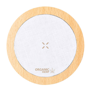 Cargador organic cáñamo y madera. Inalámbrico 15W carga rápida.