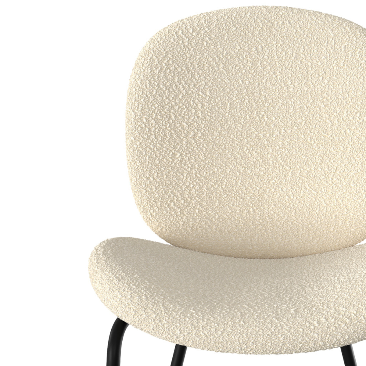 Chaise Iris en tissu bouclé beige et pieds en métal noir (lot de 2)