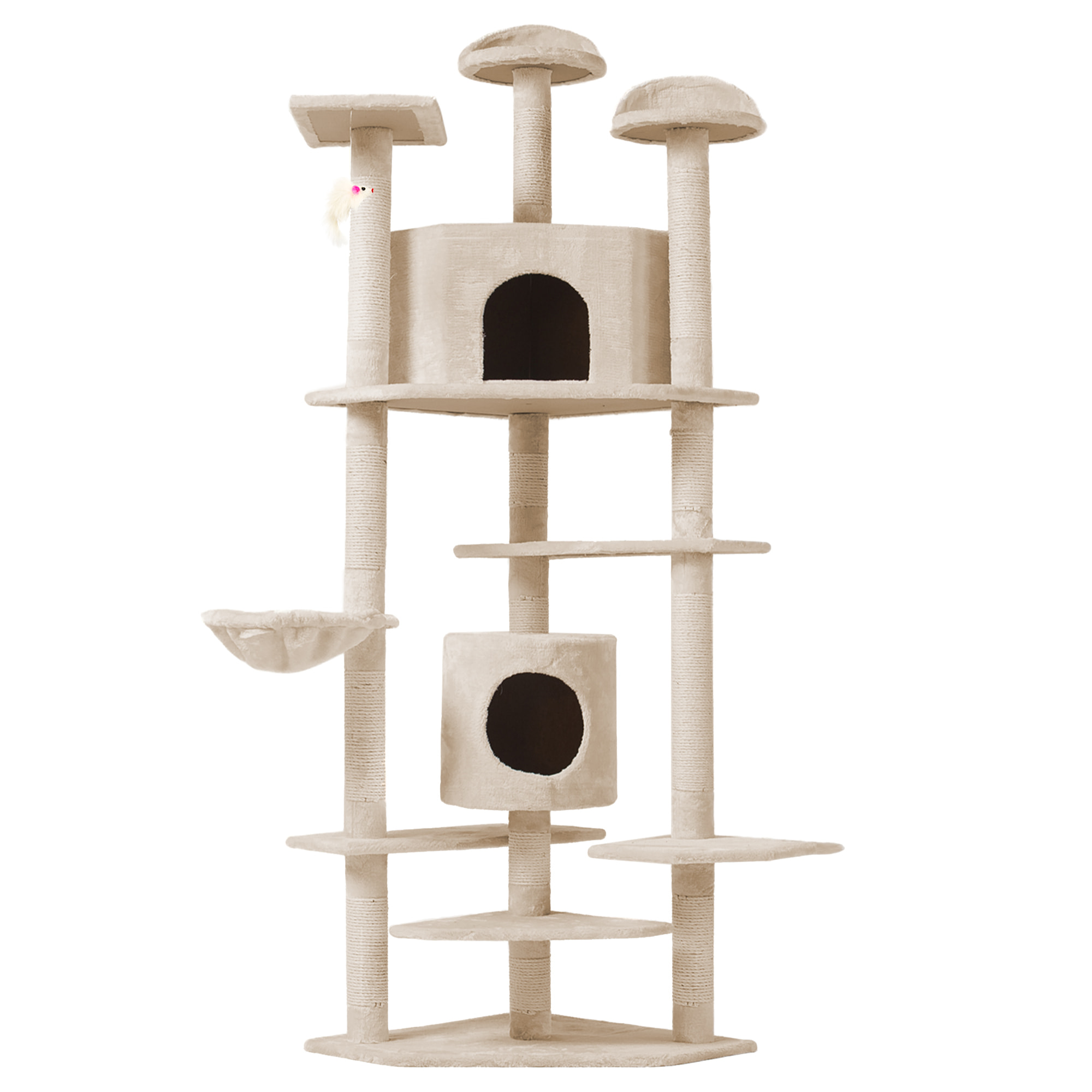 Albero per Gatto con Graffiatoio Cuccia Giocattolo Gatti Parco Giochi Tiragraffi in Sisal Naturale 203 x 60 x 60 cm