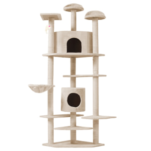 Albero per Gatto con Graffiatoio Cuccia Giocattolo Gatti Parco Giochi Tiragraffi in Sisal Naturale 203 x 60 x 60 cm