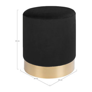 Velana - pouf - en velours - Noir