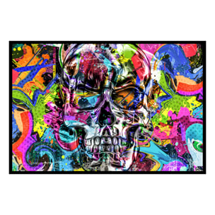 Affiche encadrée crâne artistique pop art Affiche + cadre en métal - Noir