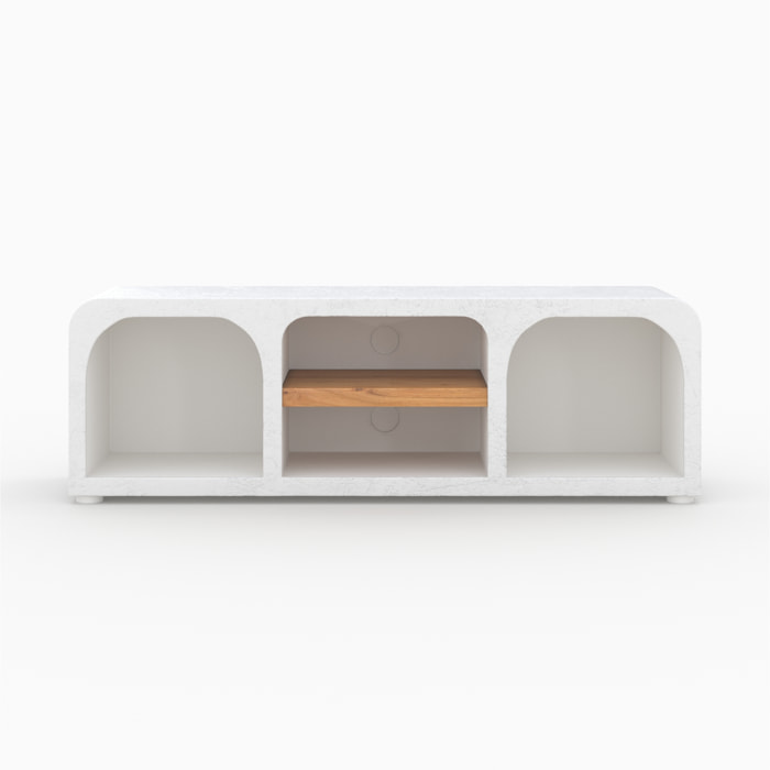 Meuble TV en béton blanc cassé 140 cm - Fira