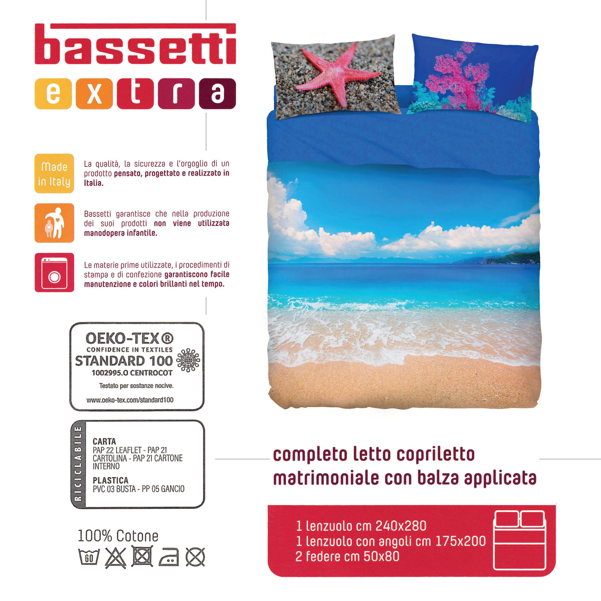 BASSETTI completo letto IMAGE copriletto lenzuolo serie stampa in digitale alta definizione animali natura paesaggi balza applicata 100% cotone – Made in ITALY (HONOLULU, MATRIMONIALE)