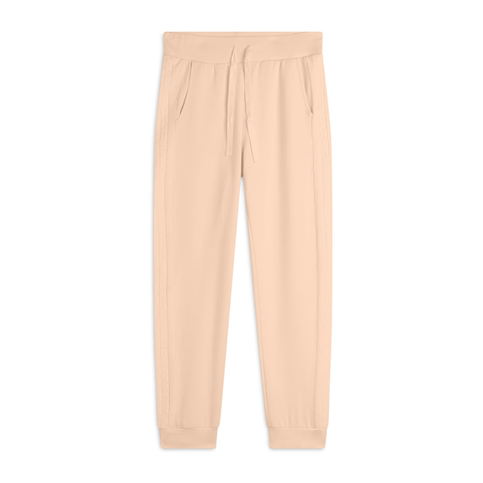 Pantalone in felpa modal con bande laterali a trecce