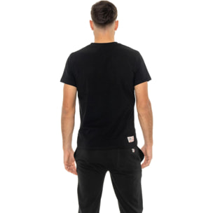 Camiseta de manga corta de algodón elástico con gran logo Leone Basic