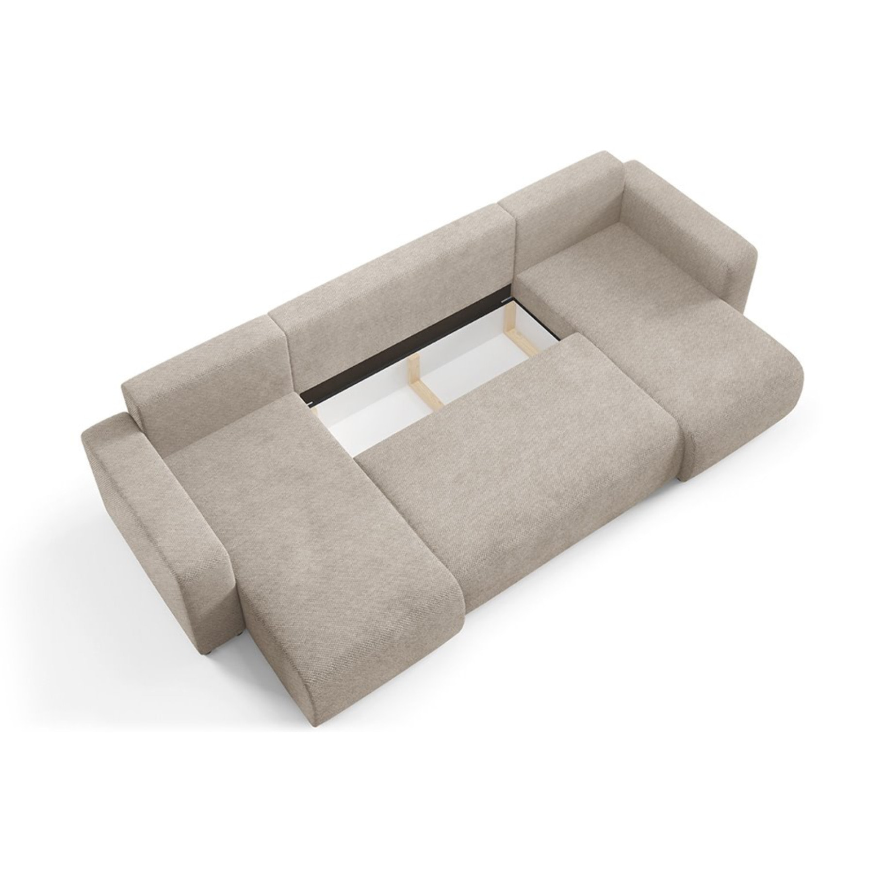 GLORIA - Canapé panoramique 6 places en tissu beige