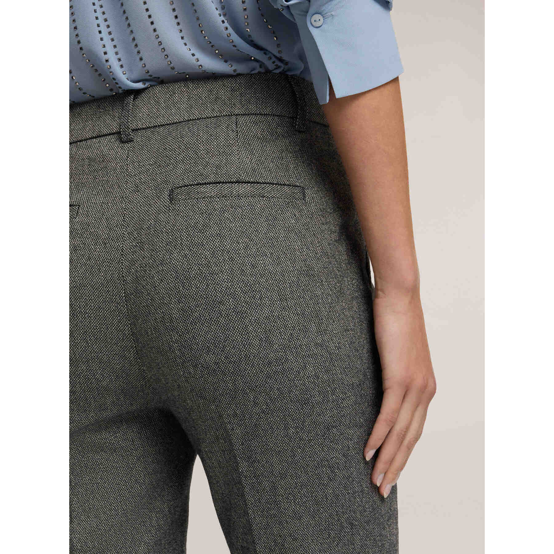 Motivi - Pantalones slim de tweed - Gris