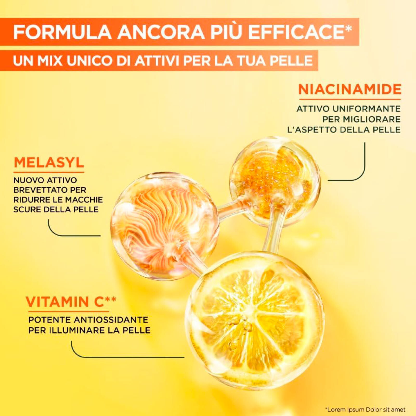 Siero Viso Anti-Macchie SkinActive Vitamina C+ Illuminante Uniformante Antiossidante con Acido Salicilico Niacinamide e Melasyl - Flacone da 30ml