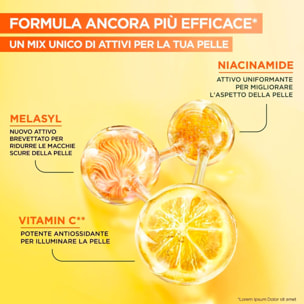 Siero Viso Anti-Macchie SkinActive Vitamina C+ Illuminante Uniformante Antiossidante con Acido Salicilico Niacinamide e Melasyl - Flacone da 30ml