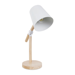 Forlight Flexo LED E27 15W - Diseño Moderno y Funcional con Detalles en Madera Clara, Brazo y Cabezal Orientables, Ideal para Escritorios y Espacios de Trabajo, Blanco 40 cm
