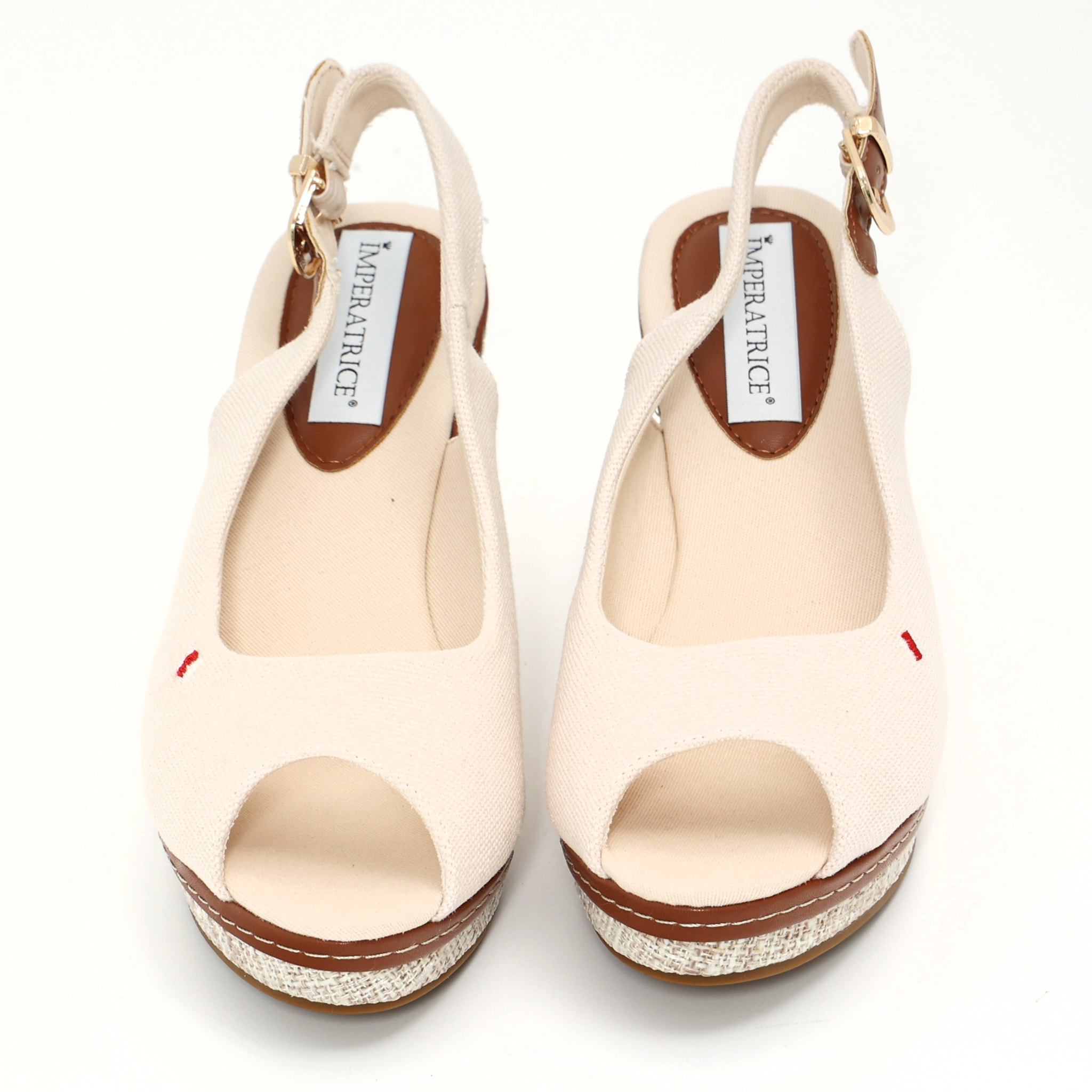 Sandali in tessuto con zeppa