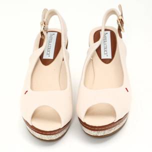 Sandali in tessuto con zeppa