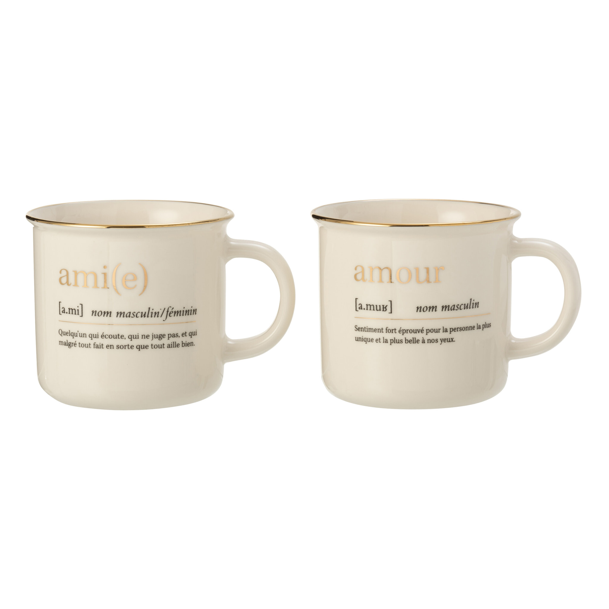 J-Line tasse Message Family Home - céramique - or - 2 pcs