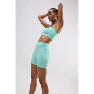 Reggiseno sportivo asimmetrico con supporto leggero in azzurro