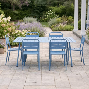 Ensemble table de jardin 160 cm et 6 chaises bleu EVORA