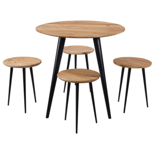 Table ronde 2 personnes en acacia et pieds en métal  D80 cm - Modasa