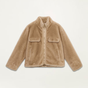 Oltre - Cazadora bomber de peluche - Beige