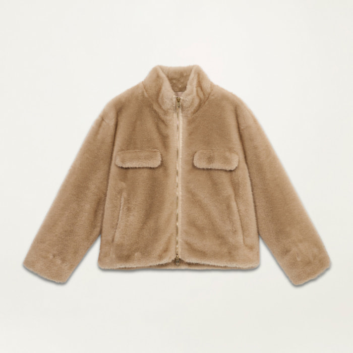 Oltre - Cazadora bomber de peluche - Beige