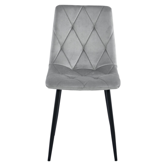 Sedia Libra in Velluto Grigio Argento con Gambe Nere