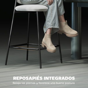 Juego de 2 Taburetes de Bar Taburetes Altos de Cocina con Respaldo y Reposapiés Tapizado en Terciopelo Marco de Acero Taburetes Altos Modernos para Comedor Mostrador Gris Claro